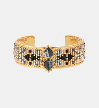 Bracelet jonc avec perles tissées FRISCO - Hipanema - Noir