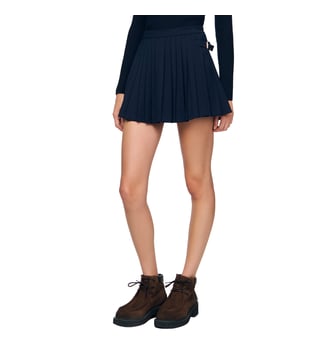 Jupe short à plis - Sandro - Bleu marine