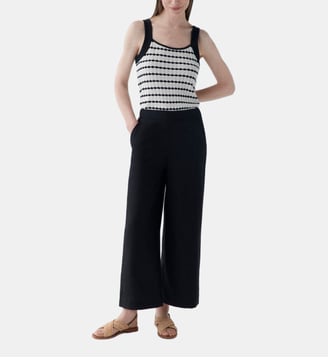 Pantalon pandi 100% lin - Motif uni - Coupe large - Caroll - Noir