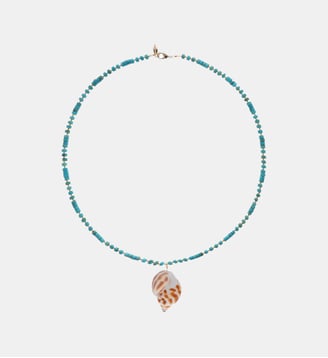 Collier avec perles et pendentif coquillage MANILLE - Hipanema - Bleu turquoise
