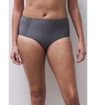 Culotte taille haute broderie florale - Chantelle - Frozen grey