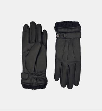 Gants Georges Homme Cuir Doublés Cachemire - Agnelle - Noir