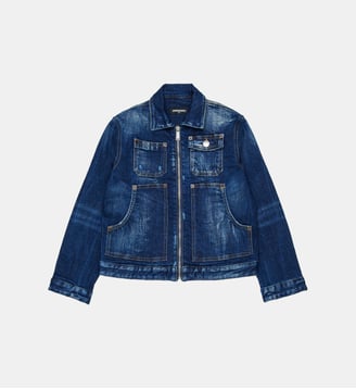 Veste en denim avec logo imprimé - Dsquared2 - Denim bleu