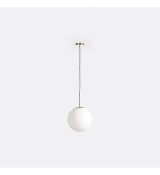 Suspension laiton et verre opaline Ø30 cm - La Redoute Interieurs - Blanc