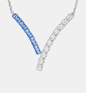 Pendentif Matrix, Métal rhodié - Swarovski - Blue
