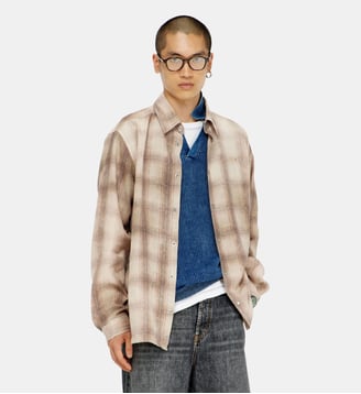 Chemise à carreaux en tissu fluide - Diesel - Marron clair