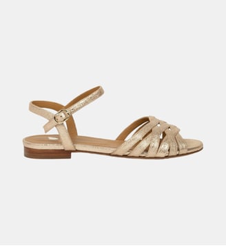Sandales Plates Ellis Cuir Lamé - Bobbies - Champagne