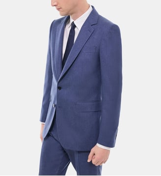 Veste de costume ajustée en flanelle - Fursac - Bleu de nimes
