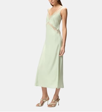 Robe combinette midi avec bandes en dentelle - Pinko - Vert