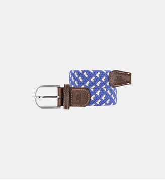 Ceinture tressée élastique Dolomites - Billybelt - Bleu et blanc