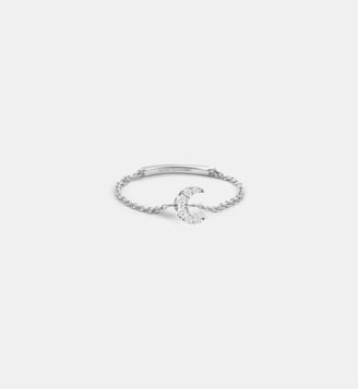 Magic touch bague chaîne lune - Djula - Or blanc