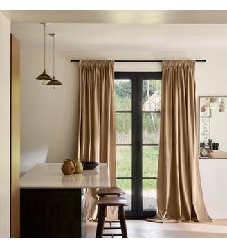 Rideau À Galon Fronceur Tamisant Velours fluide et lumineux - Madura - Beige chic