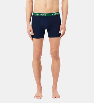 Lot de 3 boxers longs coton stretch - Lacoste - Bleu marine, vert, rouge et bleu marine