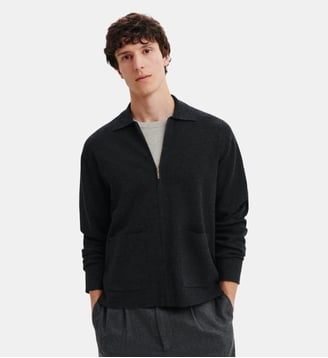 Veste zippée en milano - Bompard - Charbon