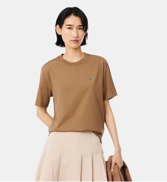 T-shirt relaxed fit coton doux - Lacoste - Marron cookie