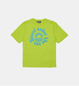 T-shirt avec logo sur la poitrine - Diesel Kids - Vert slime