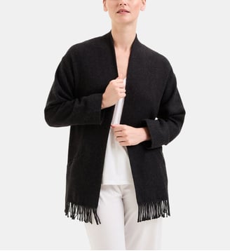 Poncho  en laine, Laurence - Laurence Tavernier - Charbon