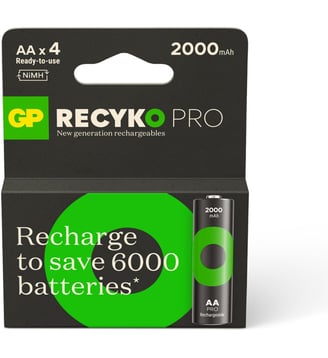 Pile rechargeable AA ReCyckO PRO lot de 4 2000mAh GP
