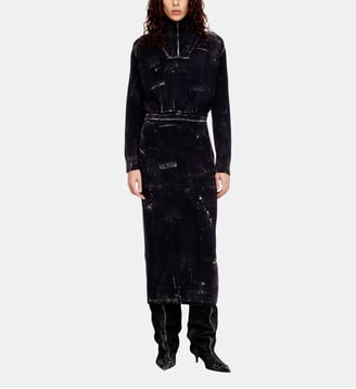 Robe midi en maille mélangée traitée - Diesel - Noir