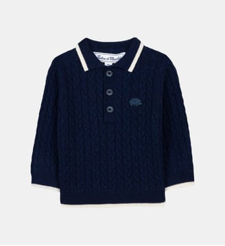 Pull -  laine maille torsadée - Tartine Et Chocolat - Marine