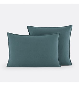 Taie d'oreiller, flanelle coton - La Redoute Interieurs - Bleu pétrole