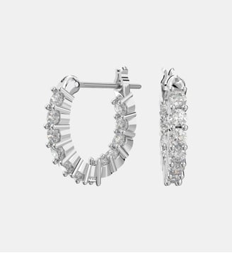 Anneaux d'oreilles Matrix Vittore, Métal rhodié - Swarovski - White