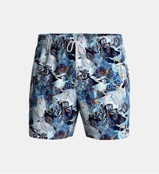 Short de bain à motif tropical avec suspensoir - Impetus - Multi bleu
