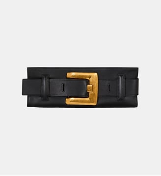 Pochette Anthem en cuir de veau - Balmain - Black