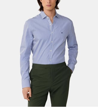 Chemise ajustée coton à rayures - Hackett London - Bleu marine