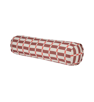 Coussin traversin en lin français Cliff - Nobodinoz - Maroon red mosaic