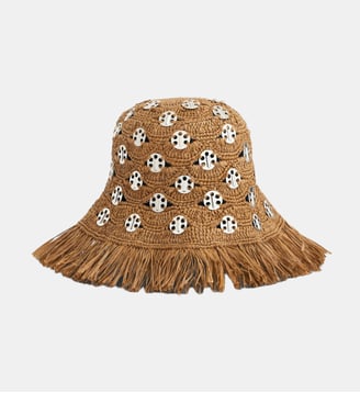 Bob en raphia foncé avec ornements - Rabanne - Brun foncé