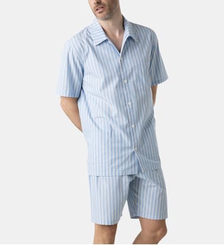 Pyjama court ouvert POPELINE - Eminence - Bleu