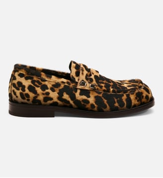 Mocassins imprimés léopard unisexe en cuir de vachette - AMI Paris - Sable et marron chocolat