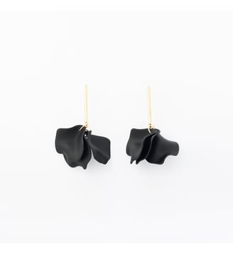 Boucles d'oreilles pendantes pétales noirs - Balaboosté - Noir