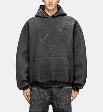 Hoodie décontracté en néoprène avec effet marbré - Diesel - Gris foncé