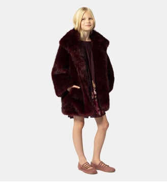 Manteau en polaire duveteuse - Chloe Kids - Aubergine