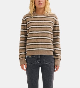 Pull à rayures en laine brossée - RUNA - Pablo - Vert