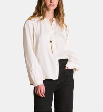 Blouse ample satinée - La Fée Maraboutée - Blanc cassé