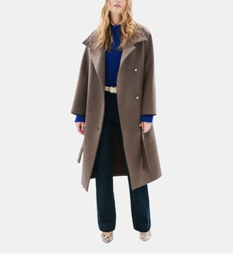 Manteau genie - Motif uni - Laine recyclee - Caroll - Taupe