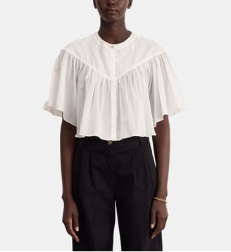 Chemise courte à volants en coton - CLARY - Pablo - Écru
