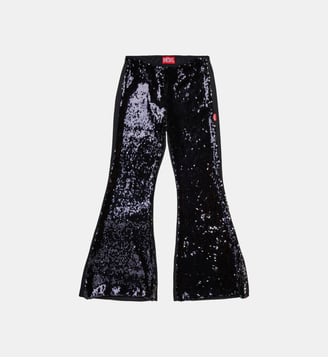Pantalon flare à paillettes - Diesel Kids - Noir