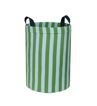 Grand panier de rangement rond - Nobodinoz - Green blue stripes