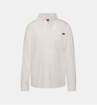 Chemise manches longues avec poche planquée - Schott - Blanc