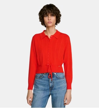 Cardigan en maille pointelle - Sandro - Rouge