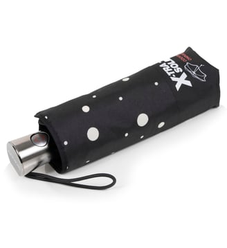 Parapluie xtra solide antiretournement, 23cm, déperlant, ouverture/fermeture automatique - Isotoner - Pois noir et jaune