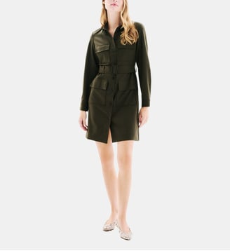 Robe rlilou - Motif uni - Polyester recycle - Caroll - Vert kaki