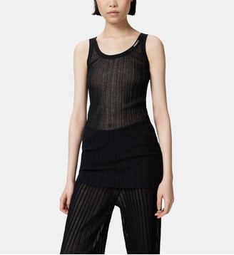 Débardeur long semi-transparent à côtes - Pinko - Noir