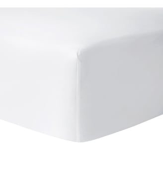 Drap housse en percale de coton - Yves Delorme - Blanc