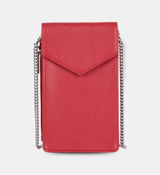 Pochette smartphone Foulonné PM en cuir - Lancaster - Rouge