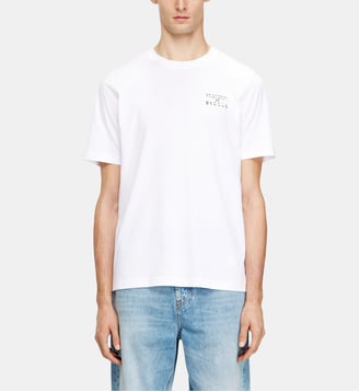 T-shirt en coton classique avec impression en relief - Diesel - Blanc